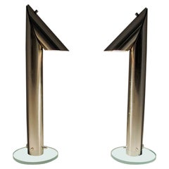 Long and Stylish Pair of Metal Table Lamps by Markslöjd Sweden 1980s