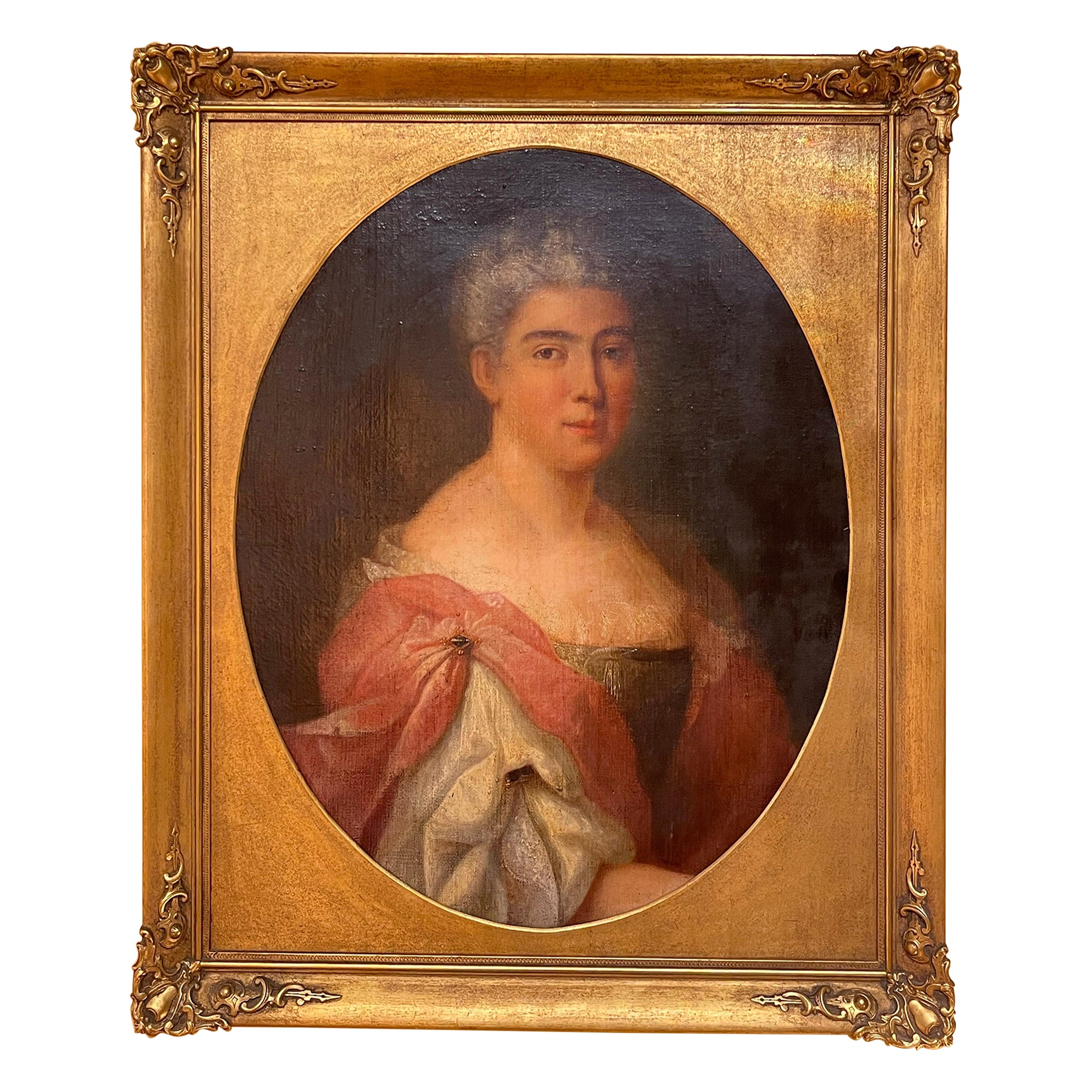 Antique Portrait / Oil Painting of a Noblewoman, France 18th Century