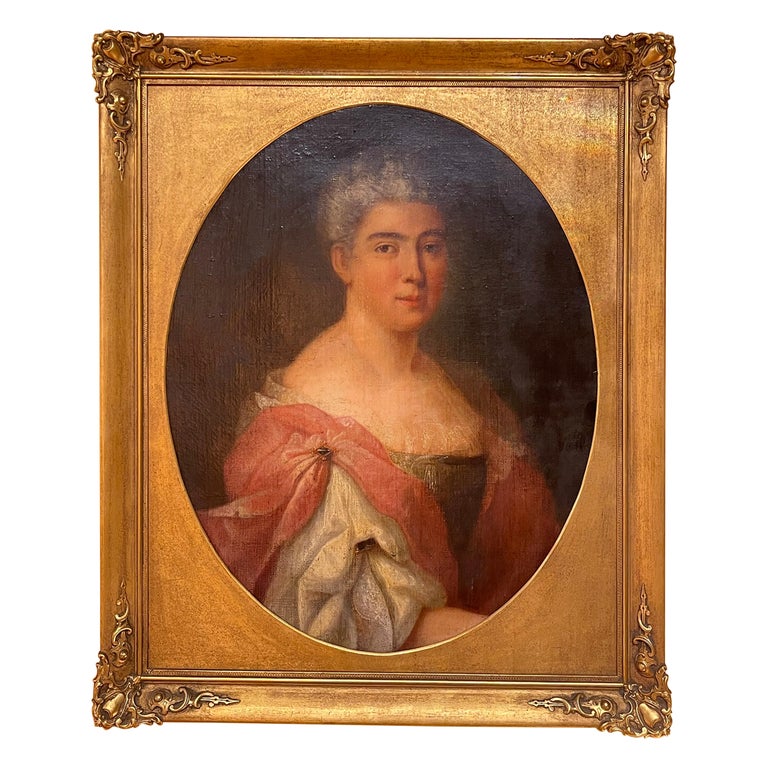 Antique Portrait / Oil Painting of a Noblewoman, France 18th Century For Sale