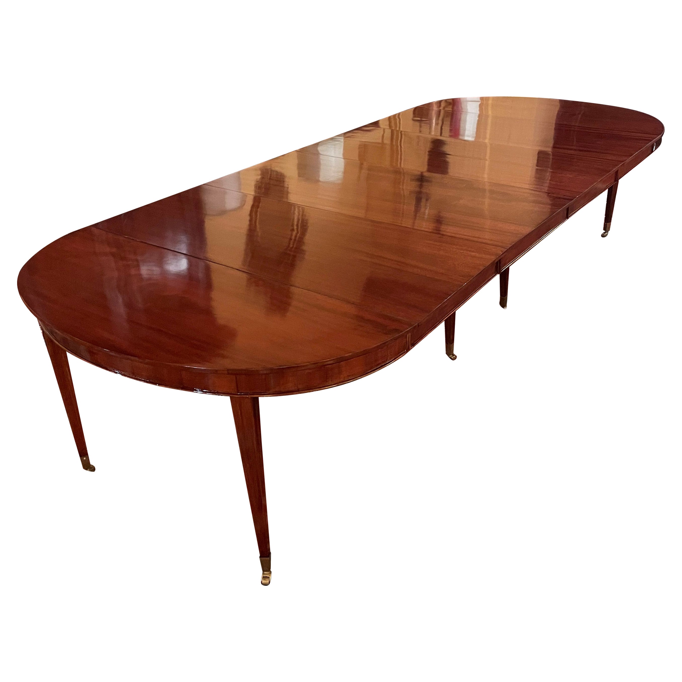 Louis XVI Extending Table with 4 Extension in Mahogany, France
