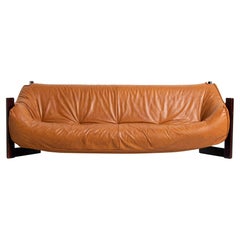 Percival Lafer Lounge Sofa in Jatoba & Leather, Brazil, 1970