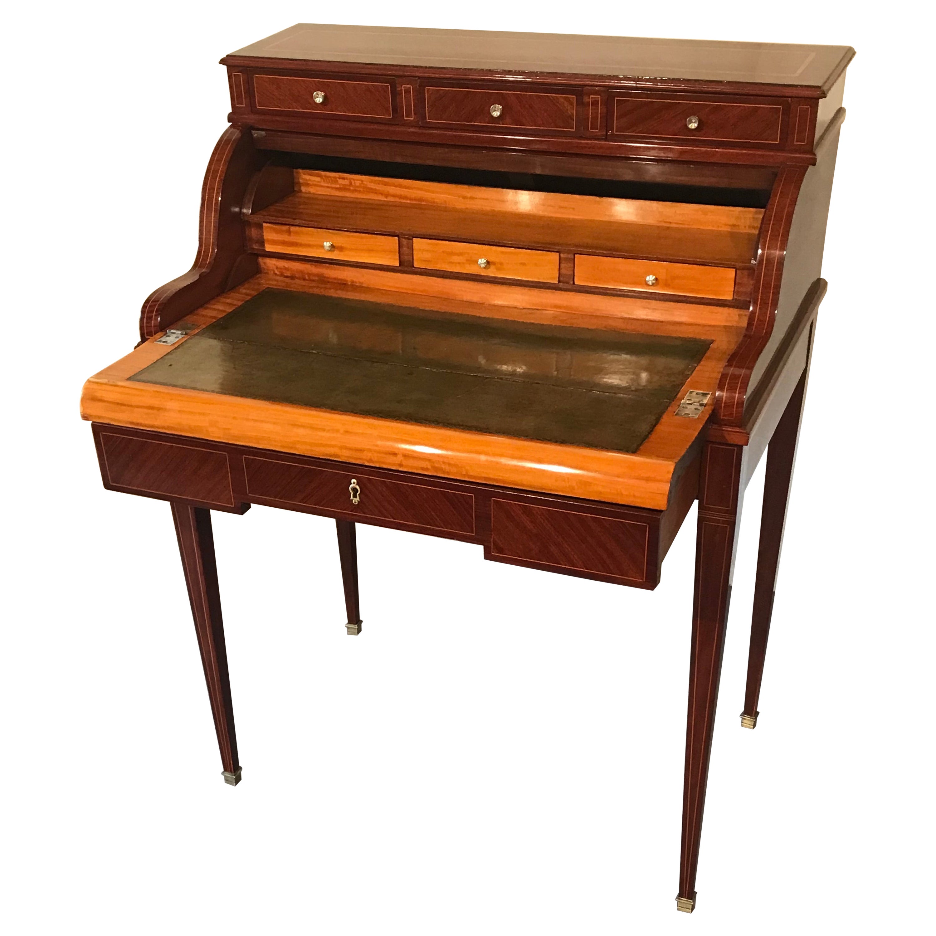 Directoire Style Desk with Cylinder Top, France, 19th Century