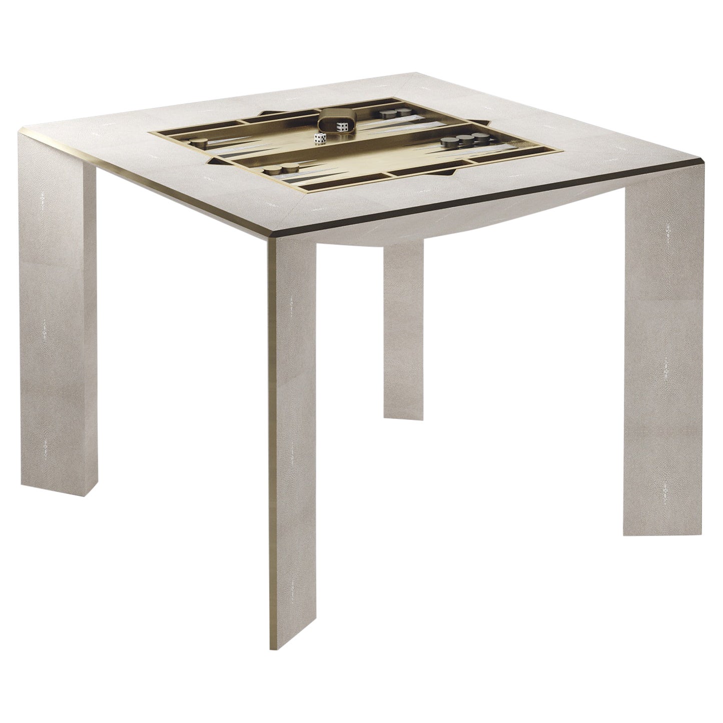 Shagreen Multiple Spieltisch mit Bronze-Patina-Messing-Akzenten R&Y Augousti im Angebot