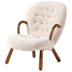 Arnold Madsen Sheepskin Clam Chair, 1950s