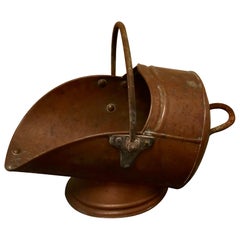 Antique Large Arts and Crafts Copper Helmet Coal Scuttle