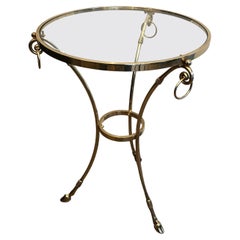 In the Style of Maison Jansen Neoclassical Style Brass Gueridon with Round Glass
