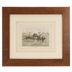 Antique Watercolor Finished Print Depicting Polo Players, USA, 1900