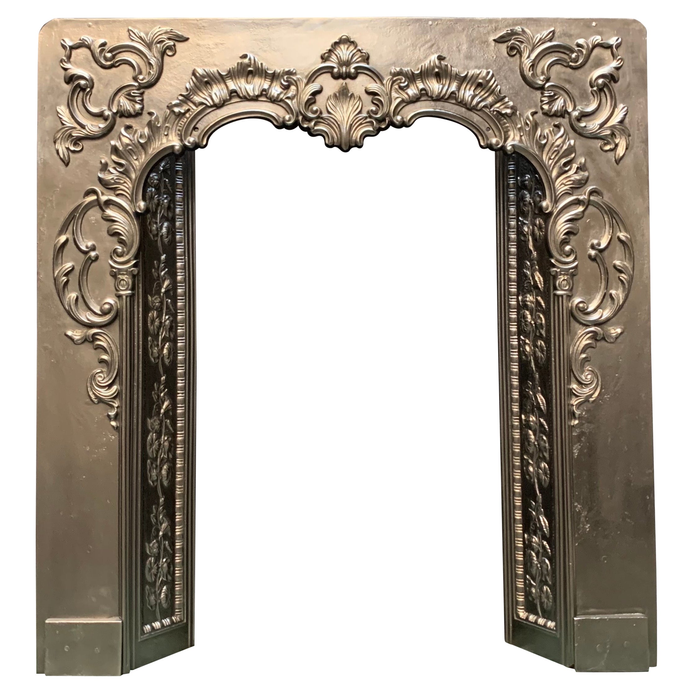 Scottish Georgian Cast Iron Fireplace Insert in the British Rococo Manner For Sale