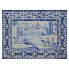 Portugiesische „" Azulejos“-Tafel „Landschaftssssszene“ aus dem 18. Jahrhundert