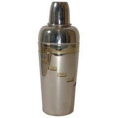 Vintage Italian Art Deco Silver & Gold Plated Menu Cocktail Shaker