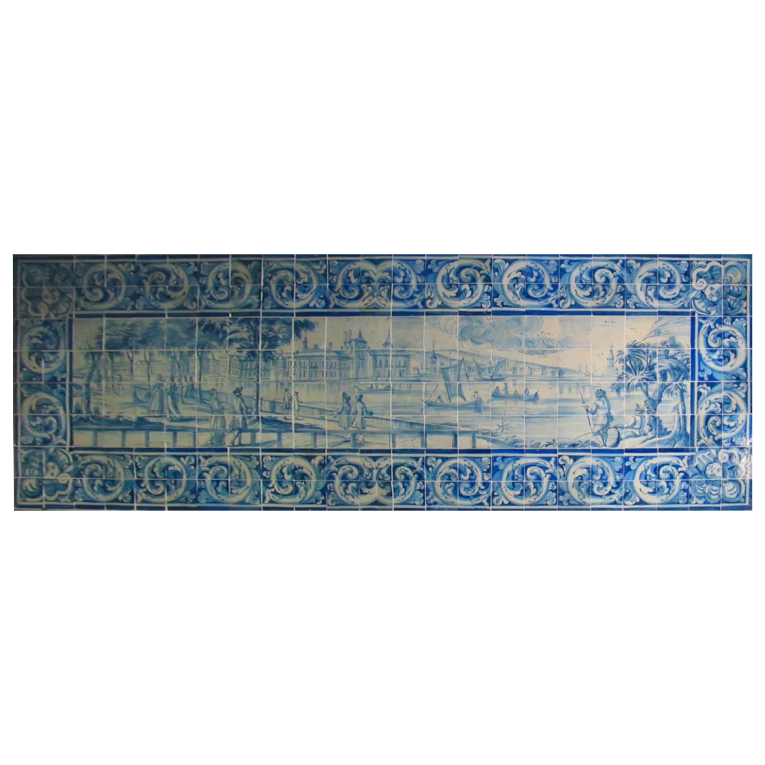 Portugiesische „ Azulejos“-Tafel „Landschaftssssssszene“ aus dem 18. Jahrhundert im Angebot