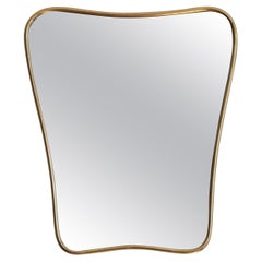 Italian, Small Organic Wall Mirror, Brass, Mirror Glass, Italy, 1950s