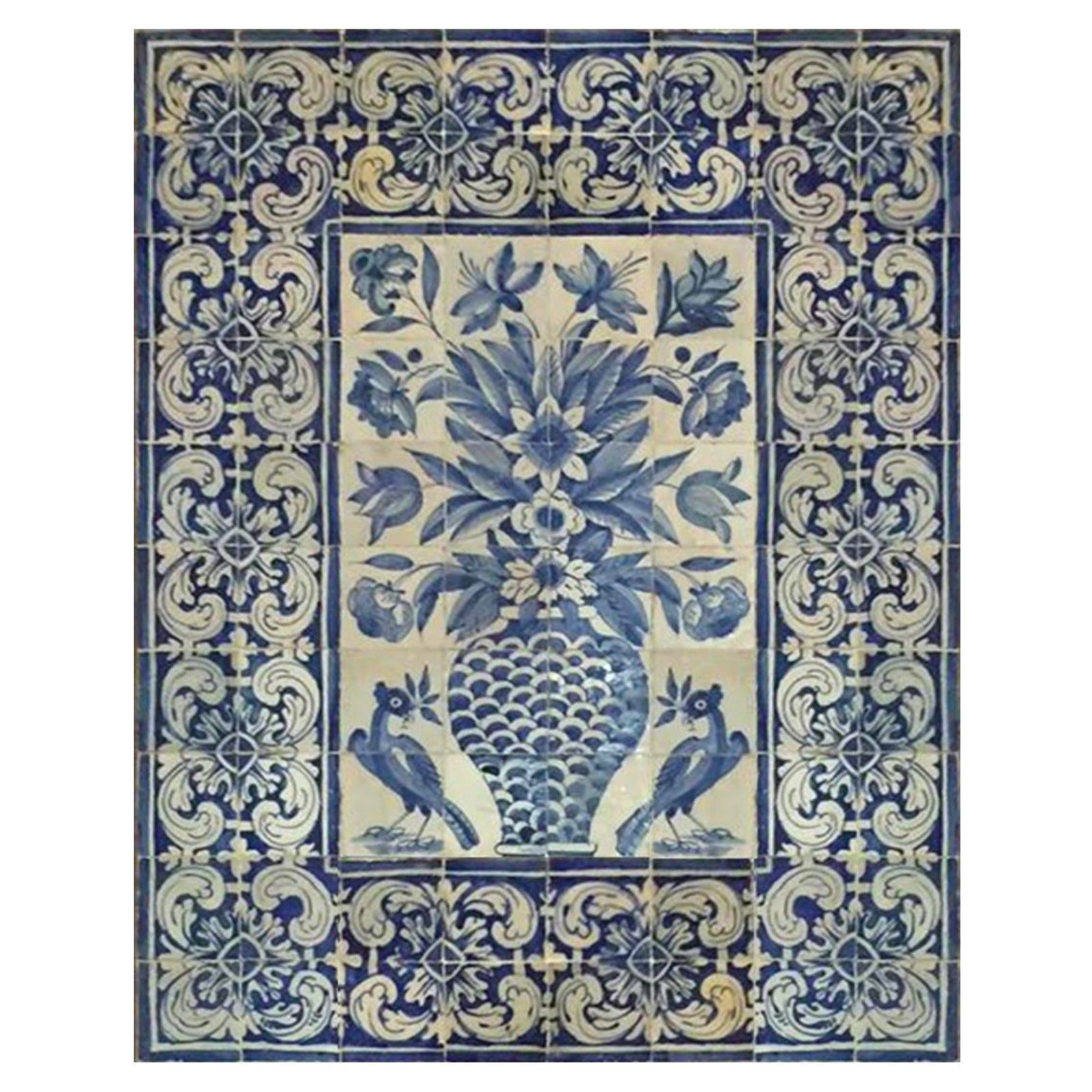 17th Century Portuguese "Azulejos" Panel "Vase"
