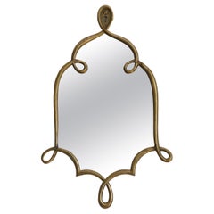 Italian, Small Organic Wall Mirror, Brass, Mirror Glass, Italy, 1940s