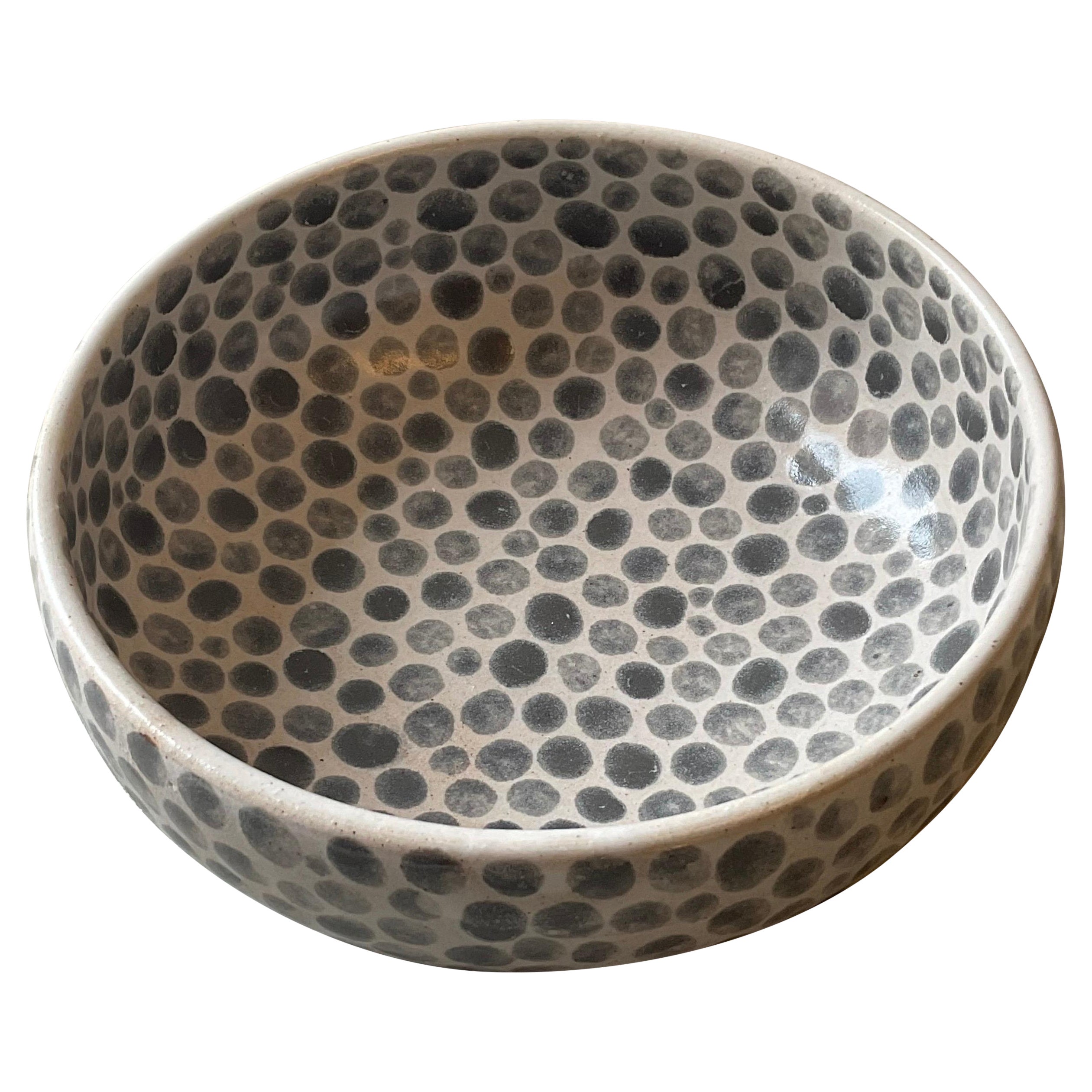 Grey Dots White Stoneware Soup Bowl