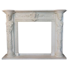 Impressive Classical Style White Marble Carved Fire Surround