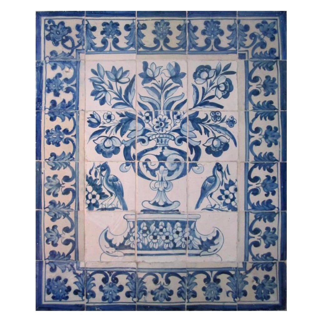 17th Century Portuguese " Azulejos " Panel " Vase "