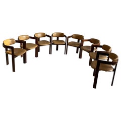 Ensemble de 8 fauteuils en cuir cognac de style Pamplona d'Augusto Savini, 1970