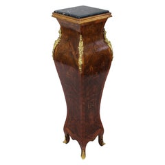 French Marble Topped Bombé Inlaid Kingwood Pedestal
