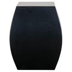 Contemporary Fang Drumstool in Black Lacquer by Robert Kuo, Limited Edition