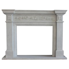 Fine Neoclassical Style Carved White Marble Fire Surround