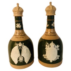 Copeland Spode Decanters Depicting The Coronation of Queen Mary and King Charles