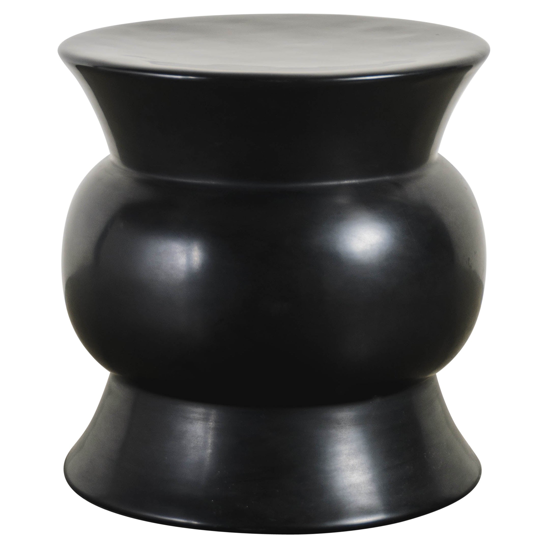 Contemporary Zun Drumstool in Black Lacquer by Robert Kuo, Limited Edition For Sale