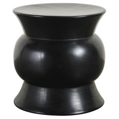 Contemporary Zun Drumstool in Black Lacquer by Robert Kuo, Limited Edition