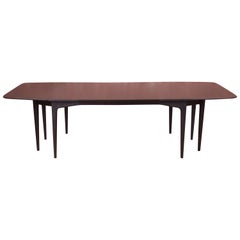 John Van Koert for Drexel Black Lacquered Extension Dining Table, Refinished