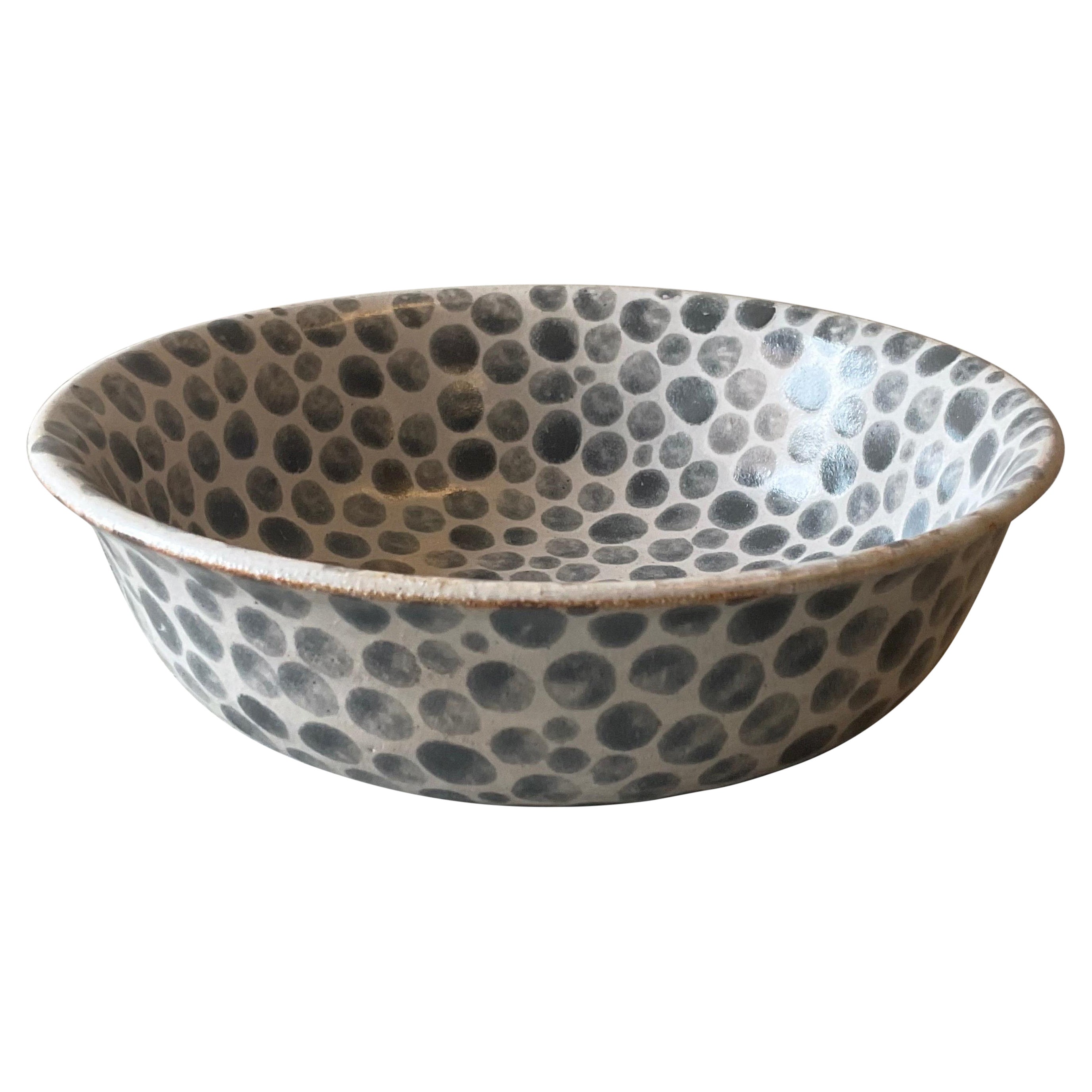 Grey Dots Stoneware Soup Bowl