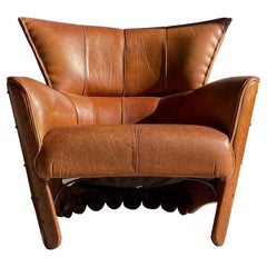 Used Pacific Green Moorea Leather Lounge Chair