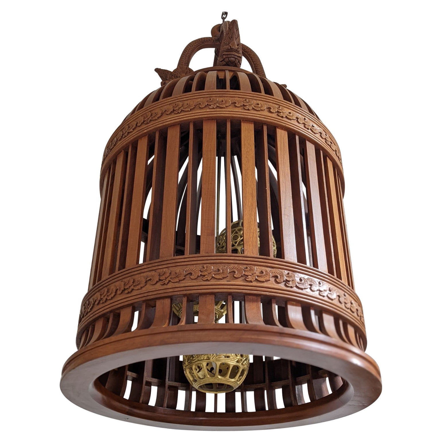 20th Century Wood and Bronze Lamp from France