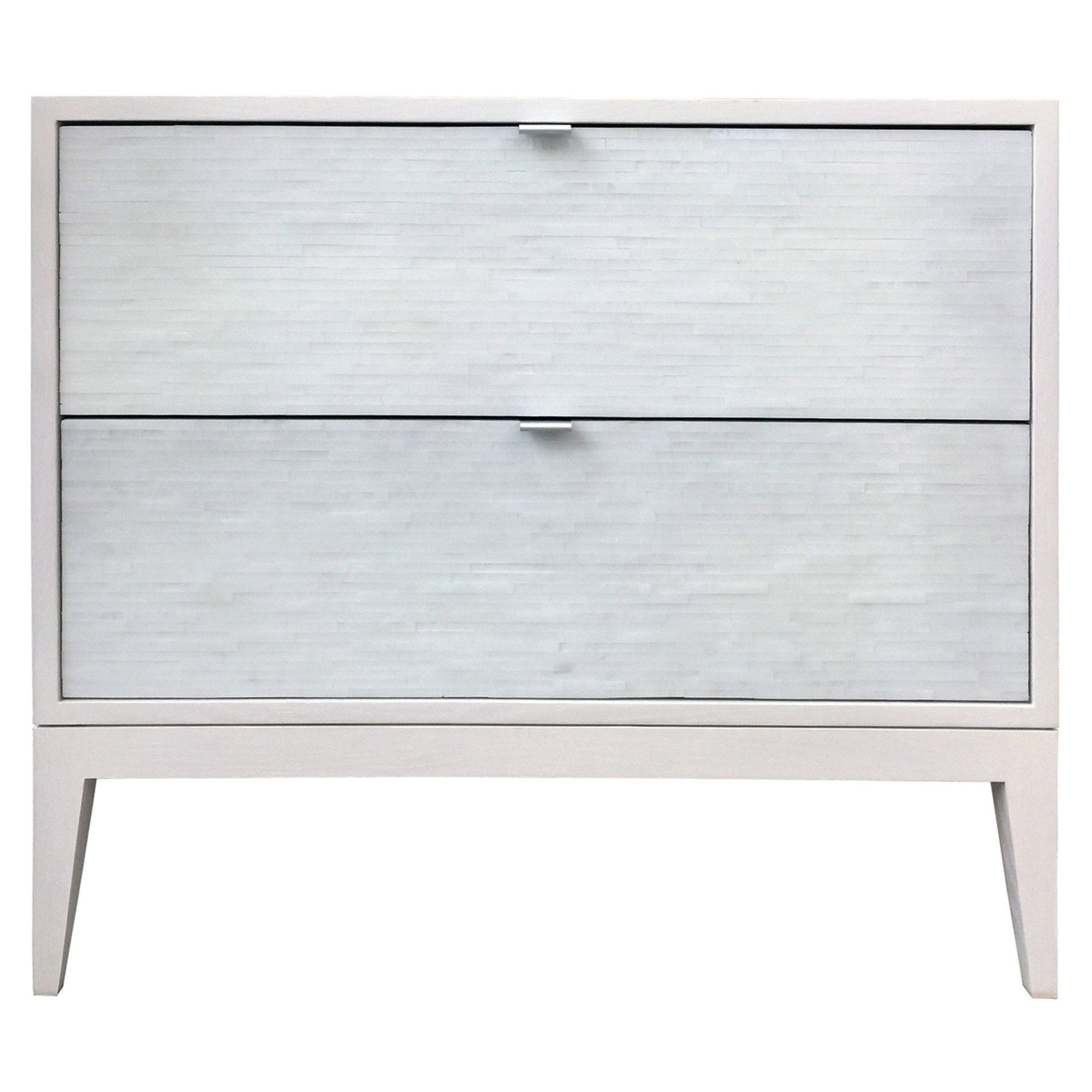 Modern Milano 2-Drawer Nightstand with Ivory and Icy White Glass by Ercole Home For Sale
