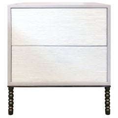 Modern 2-Drawer Stripe Nightstand with Vintage Style Base by Ercole Home