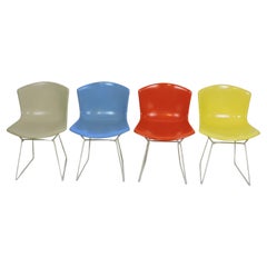 Early Set of Four Harry Bertoia Molded Shell Side Chairs for Knoll, Labeled