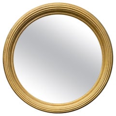 20th Century Large Round Ribbed Giltwood Mirror