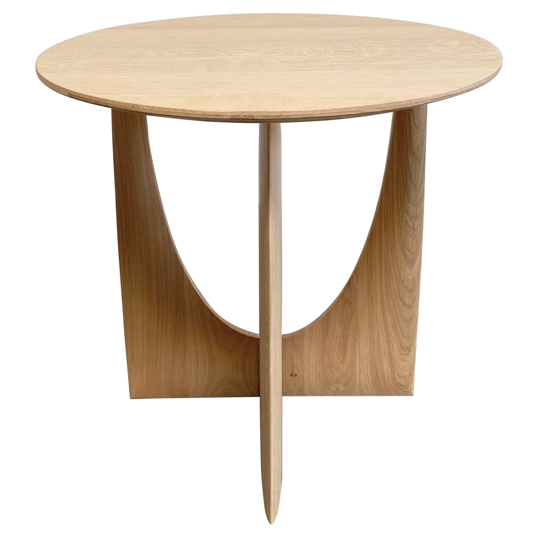 Oak Geometric Side Table For Sale