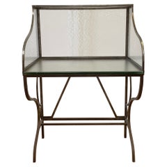 Antique Iron and Wavy Glass Postal Desk