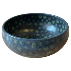 Green Dots on Black Small Hand-Thrown Stoneware Bowl