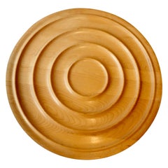 Retro Concentric Ring Turned Wood Maple Platter or Charger Attributed to Russel Wright