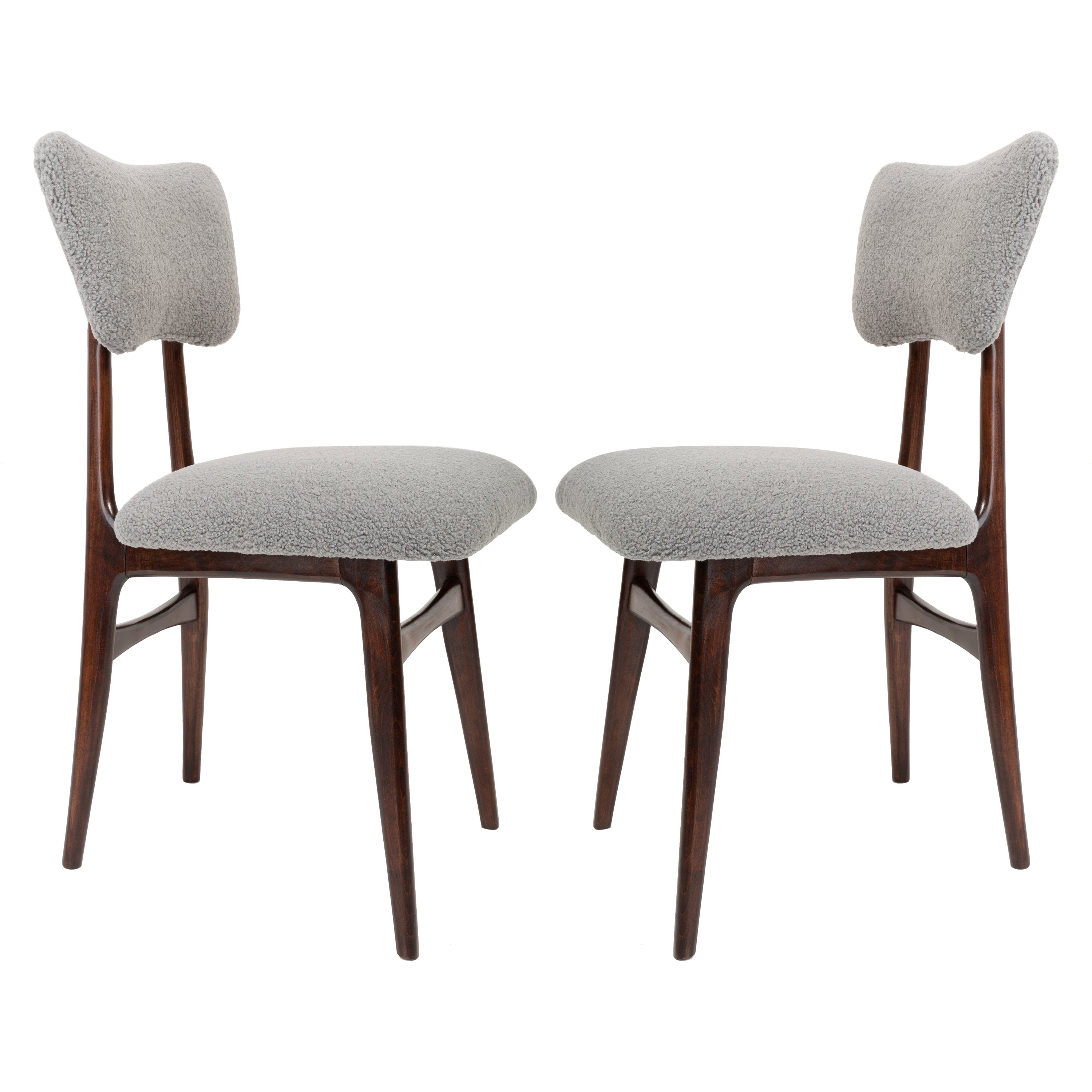 Two 20th Century Gray Boucle Chairs, 1960s For Sale