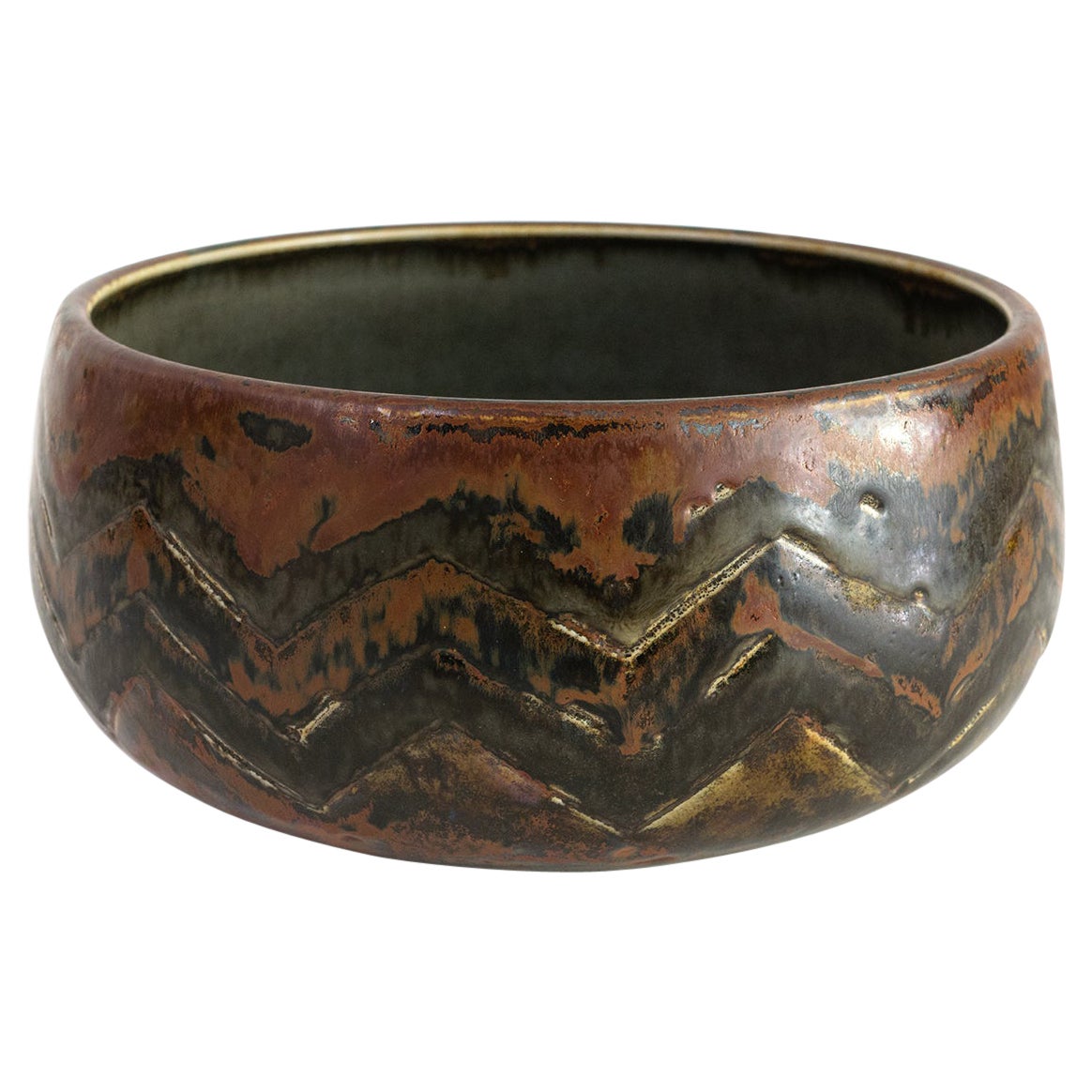 Scandinavian Modern Carl-Harry Stalhane, Hand Thrown Glazed Unique Ceramic Bowl