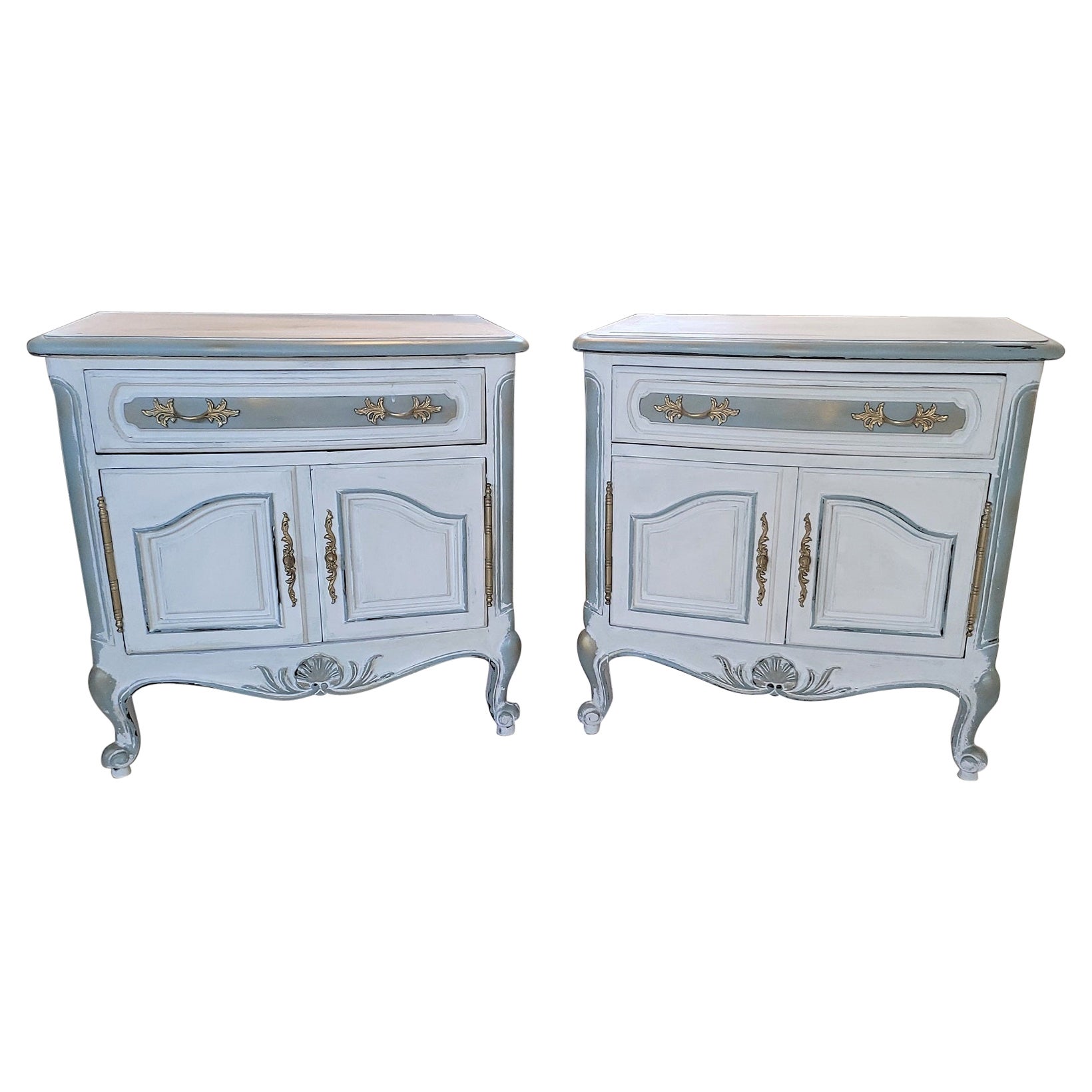 Pair of Painted French Country Nightstands