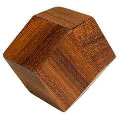 Rare Japanese Rosewood Geometrical Fidget Puzzle Box Modern Brain Teaser