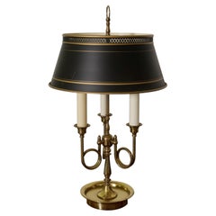 French Early 20th Century Bouillotte Lamp with Tole Shade