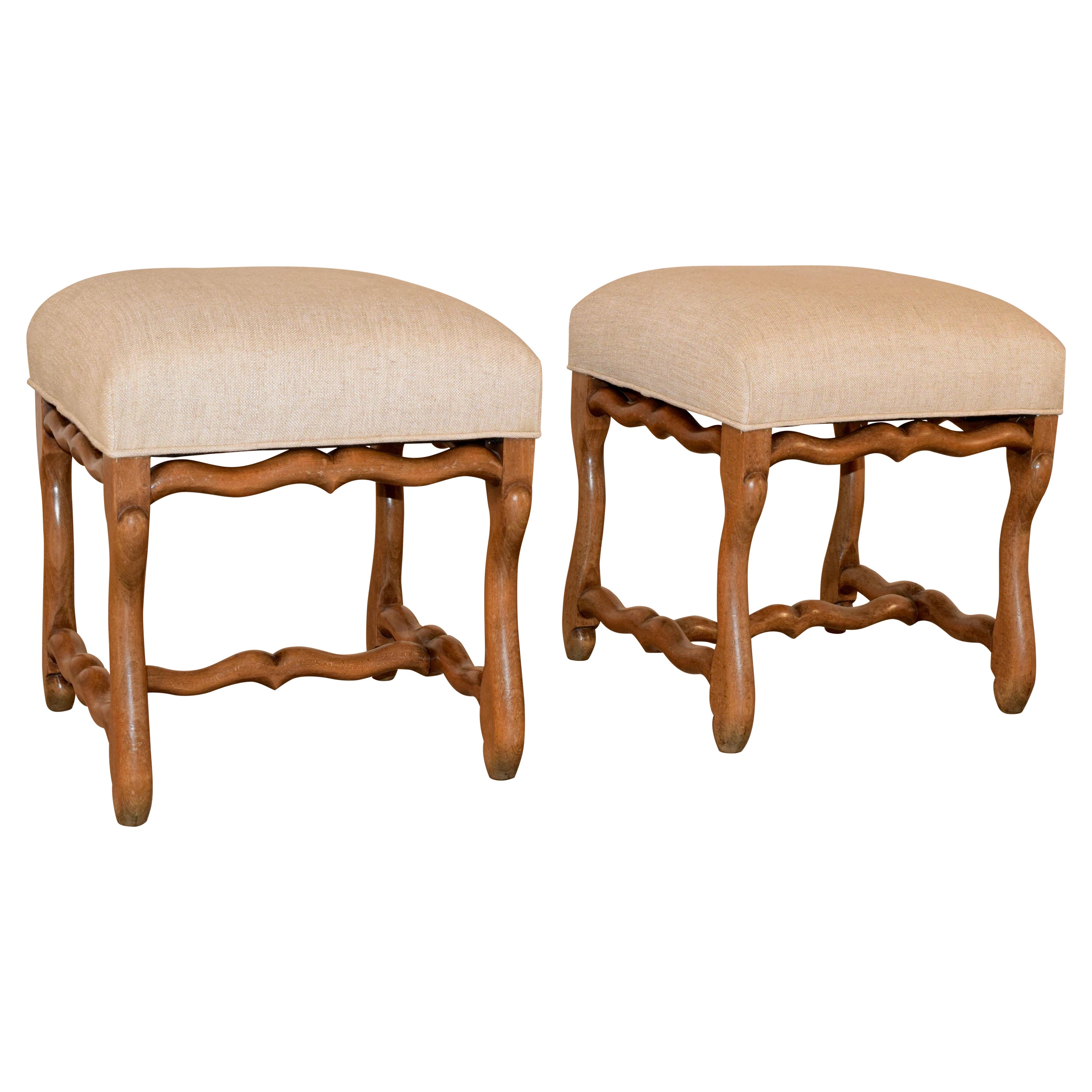19th Century Pair of French Mutton Leg Stools