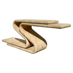 Vintage Coastal Tessellated Stone S Curve Console Table