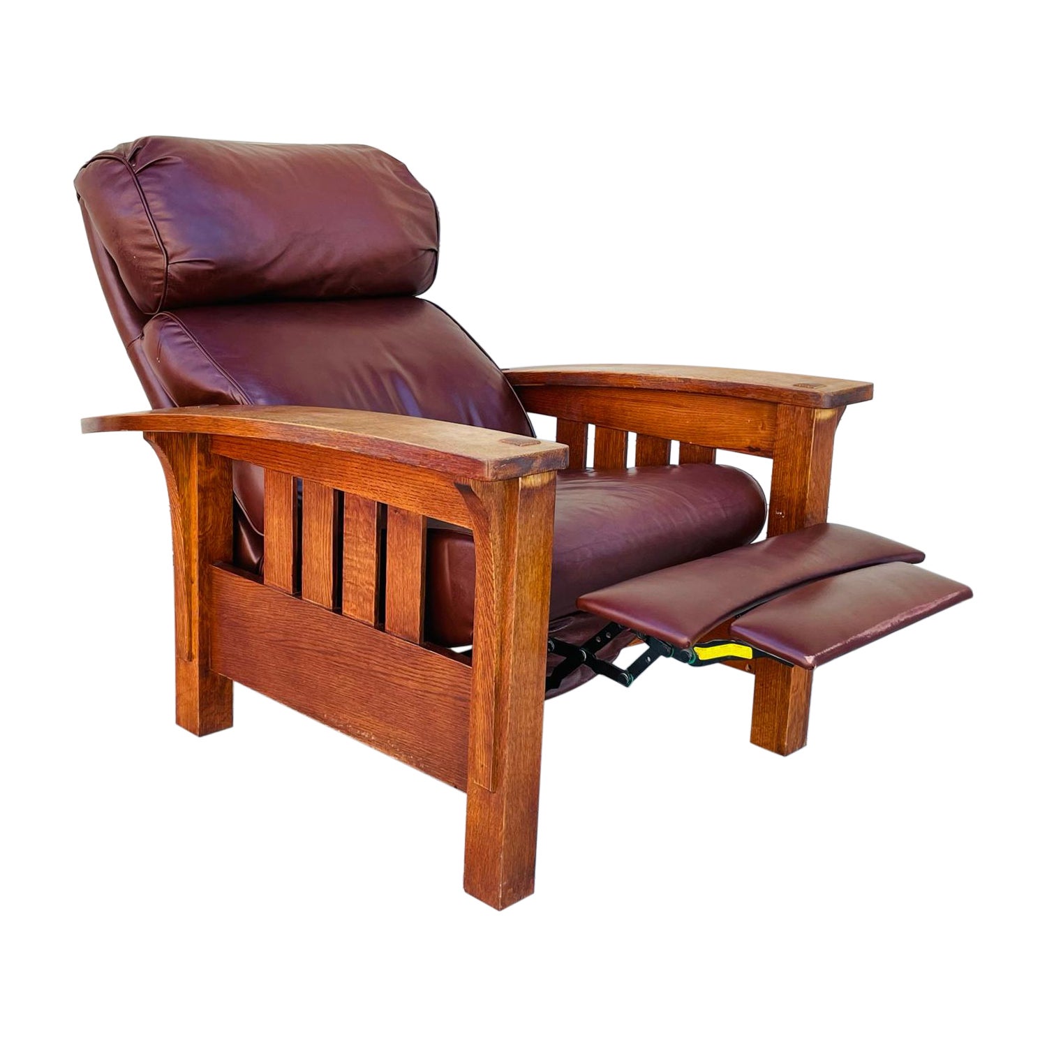 Arts & Crafts Style Oak Bow Arm Lounge Chair by Stickley