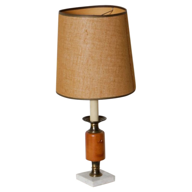 1920s Marble, Wood, and Brass Table Table Lamp For Sale
