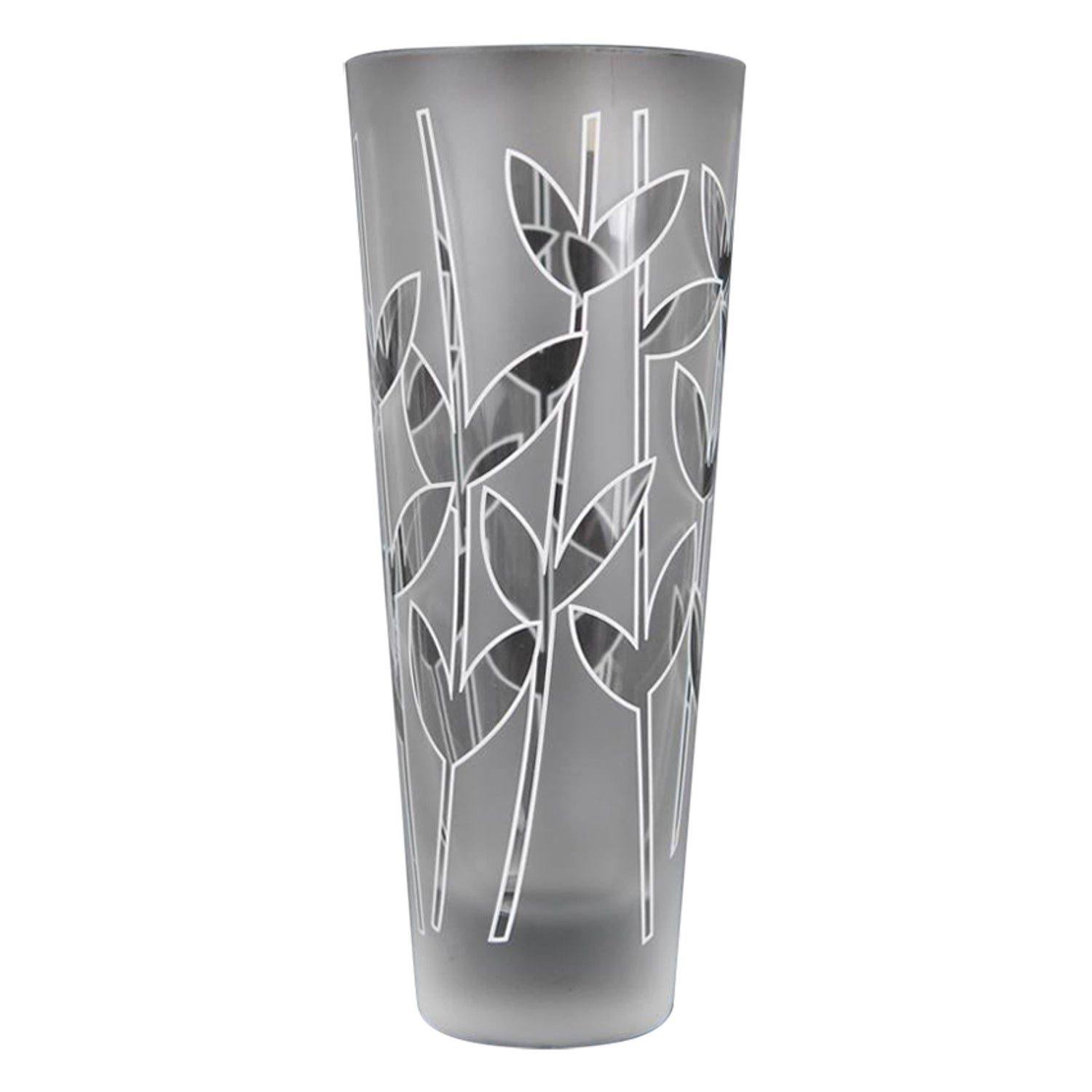 Large Art Deco Style Frosted Vase For Sale at 1stDibs
